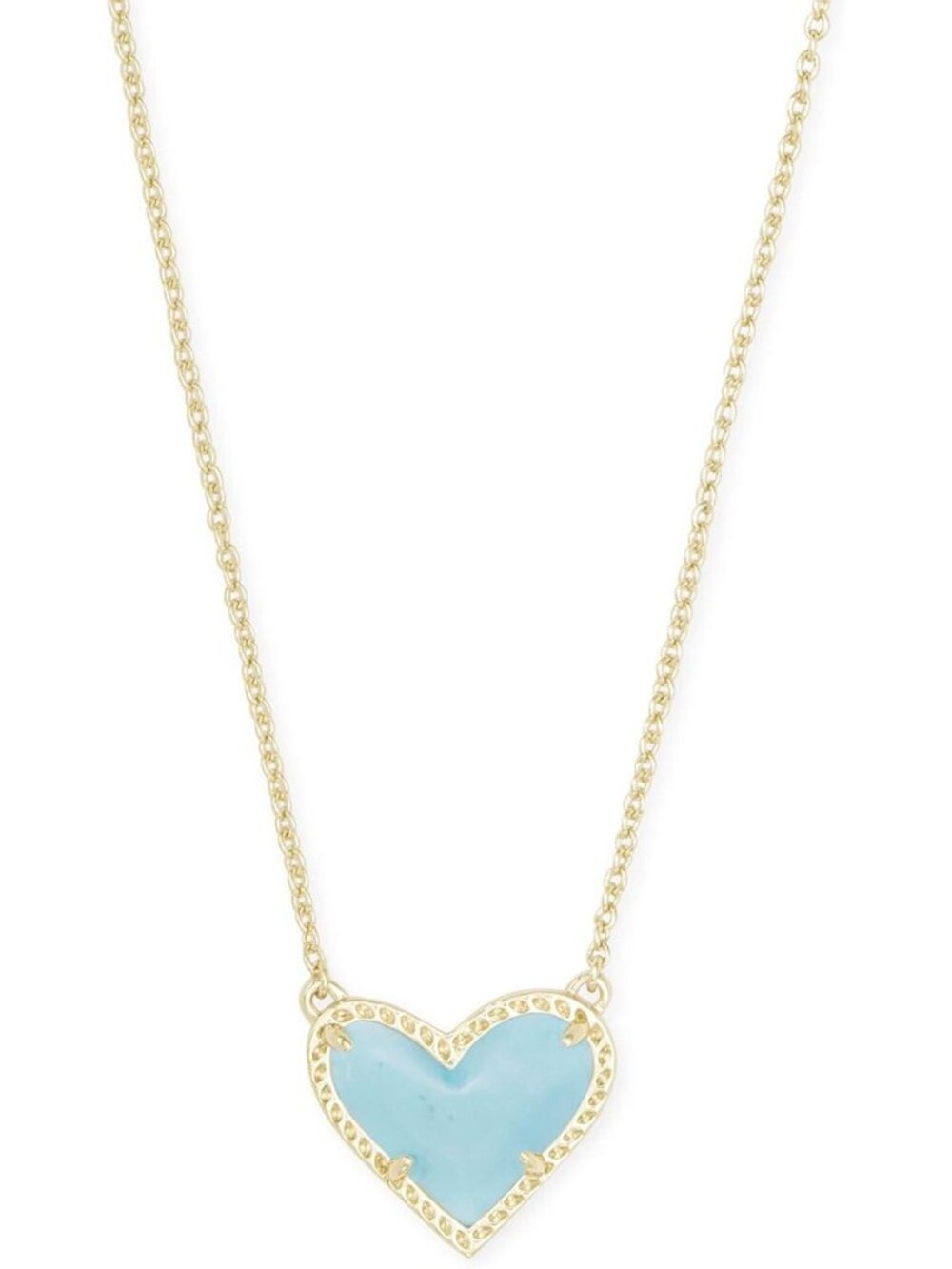 Women's Gold Light Blue Heart Adjustable Length Jewellery Pendant Necklace